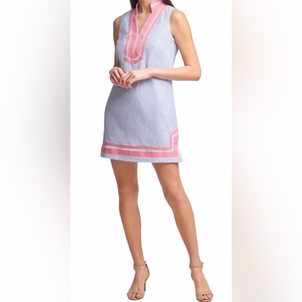 Jessica Howard Pink Striped Seersucker Shift Dress – Women’s Size 10